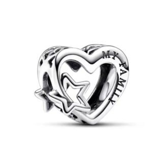 Silver Heart and Star MY FAMILY Charm