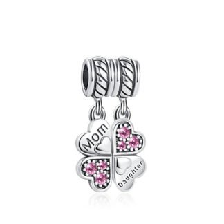 Lucky Mom Daughter Clover Charm