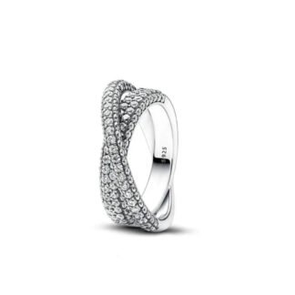 Crystal Criss Cross Silver Ring