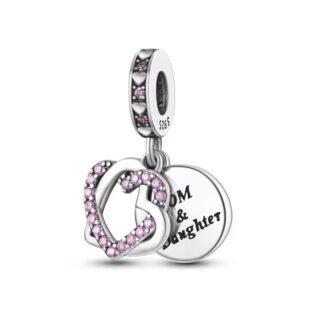 Mom Daughter Heart Charm