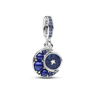 Dark Blue Astrology Moon and Star Charm
