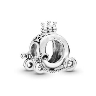 Silver Round Crowned Royal Carriage Charm