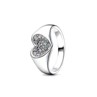 Crystal Heart Silver Ring