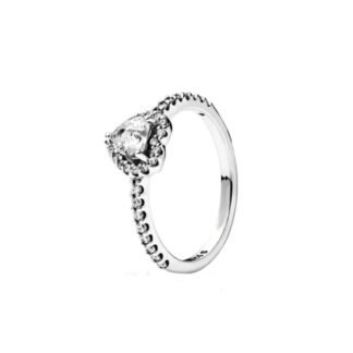 Crystal Heart Silver Ring