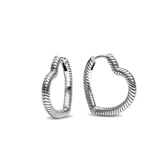 Heart Silver Hoop Earrings