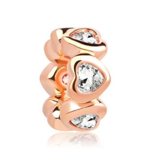 Rose Gold Hearts and White Gems Charm
