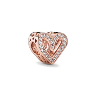 Rose Gold Classy Heart White Gems Charm