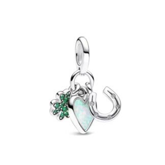 Mint Green Heart Clover Charm