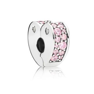 Silver Heart Pink Gems Case Charm
