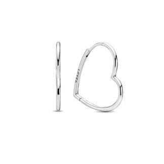Heart Silver Hoop Earrings