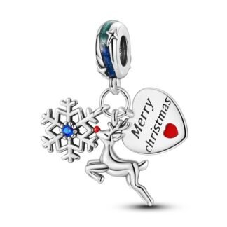Snowflake Deer Christmas Charm