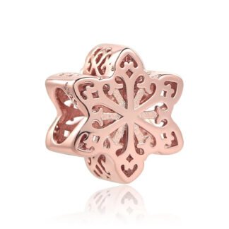 Gold Rose Snowflake Charm