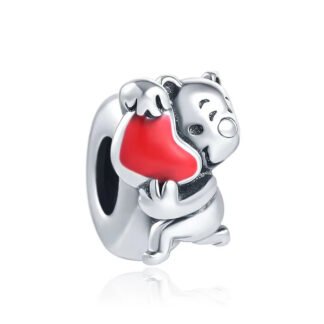Happy Bear Holding Red Heart Charm