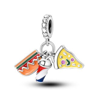 Fast Food Hamburger Pizza Soft Drink Cup with Straw Charm