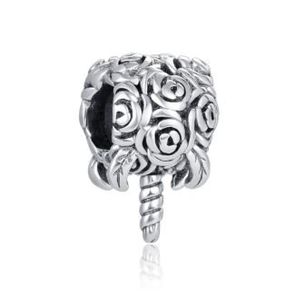 Silver Rose Bouquet Charm