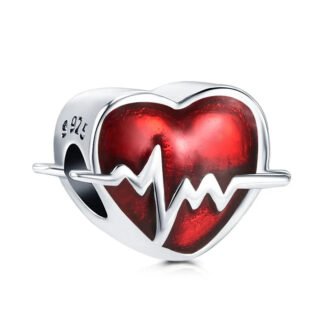 Electrical Red Heartbeat Charm