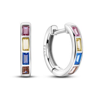 Crystal Silver Hoop Earrings
