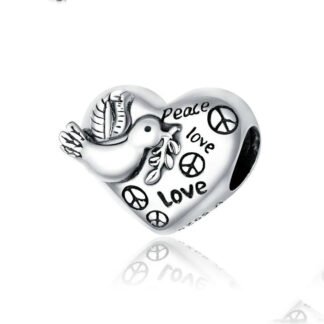 Heart Love and Peace Dove Charm