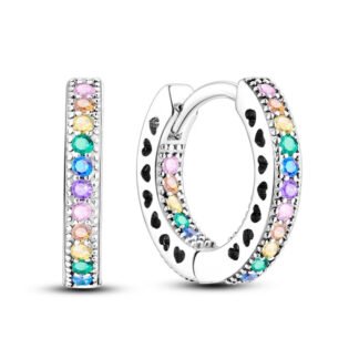Crystal Silver Hoop Earrings