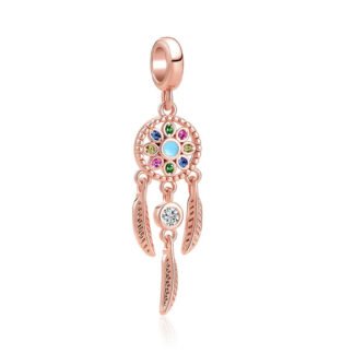 Rose Gold Blue Center Dreamcatcher Charm