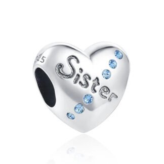 Sister Heart Blue Gems Charm