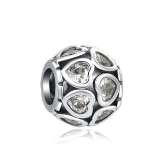 Many Hearts White Gems Charm