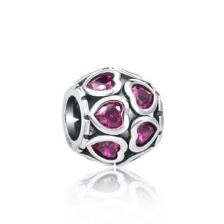 Many Hearts Magenta Gems Charm