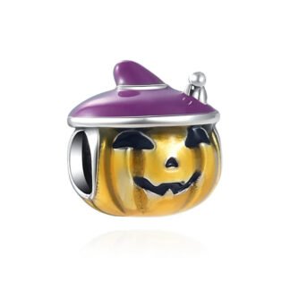 Happy Jack o' Lantern Pumpkin Purple Hat Charm