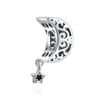 Astronomy Black Moon and Star Charm