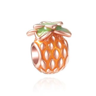 Silver Gold Rose Orange Pineapple Charm