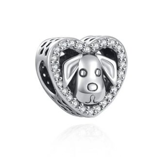 Dog Puppy In Heart Charm