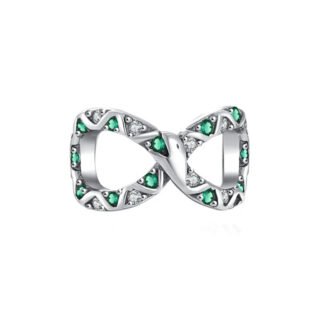 Infinity Symbol 8 Green Gems Charm