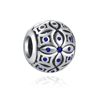 Detailed Engravings Blue Gems Charm