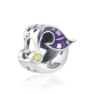 Halloween Moon Purple Witch Hat Charm