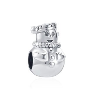 Silver Metallic Snowman Charm