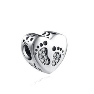 Heart Human Footprints Charm