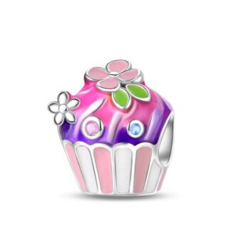 Whimsical Pink Purple Cupcake Charm