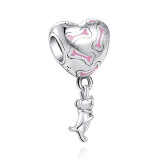 Heart Dog Reaching for Bone Patterns Charm