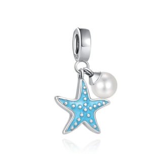 Blue Starfish and Pearl Charm