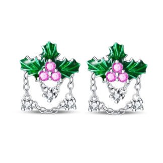 Christmas Tree Vine Silver Stud Earrings