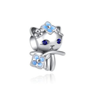 Blue Flowers Kitty Charm