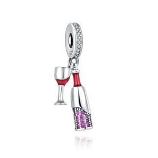 Liquor Wine Bottle And Glass Charm