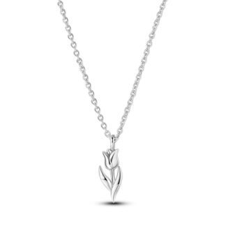 Tulip Flower Silver Necklace