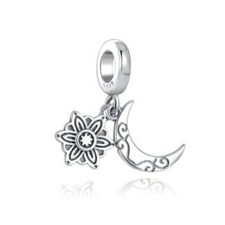 Detailed Moon Floral Star Charm