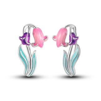 Snowdrop Flowers Silver Stud Earrings