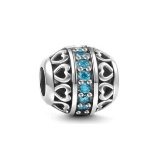 Love Hearts Egg Blue Gems Band Charm