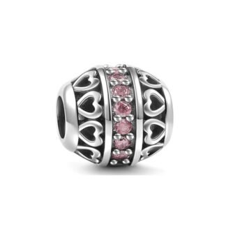 Love Hearts Egg Pink Gems Band Charm