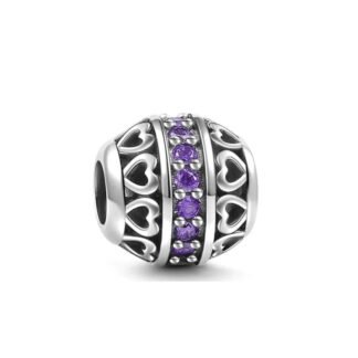 Love Hearts Egg Purple Gems Band Charm