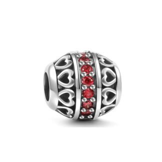 Love Hearts Egg Red Gems Band Charm