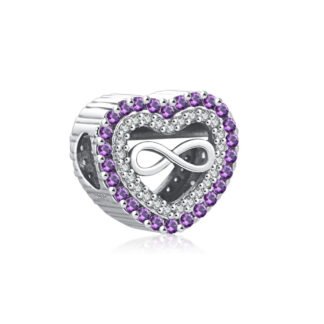 Infinity Heart Purple Gems Charm
